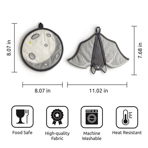 🔥LAST DAY 50% OFF - 🦇Batlicious Oven Mitts & Pot Holders Set