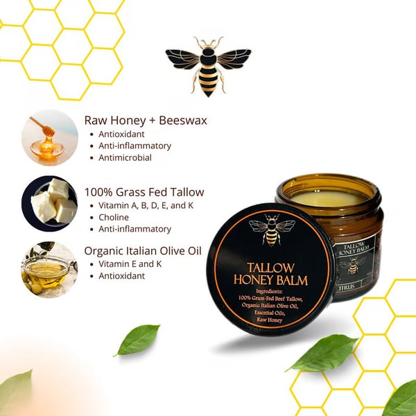🔥This Week's Special Price $9.99🍊Terra Lotus™ Organic Grass-Fed Beef Tallow Balm with Raw Honey